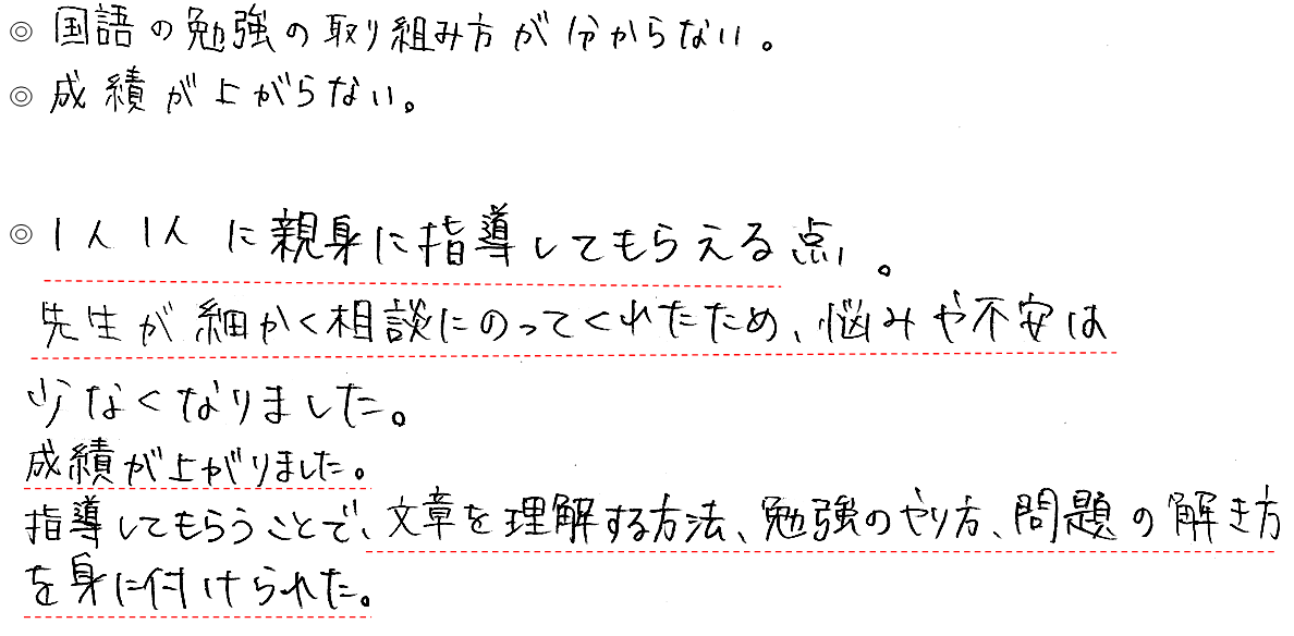 受験国語小論文指導塾の大学入試の国語の体験談1